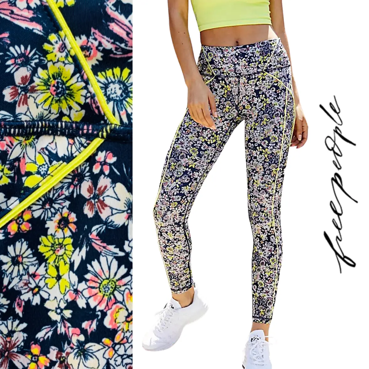 Free People Movement NEW Eden Printed Mid-Rise Leggings with
