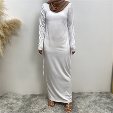 Under Kaftan Women Muslim Long Dress Abaya Islamic Inner Dress Ramadan Robe Prom