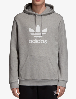 adidas originals Men's Grey Trefoil French Terry Cotton Pullover