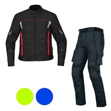 Tuta Moto in Tessuto - Giacca e Pantaloni con Protezioni CE, Tuta da Corsa per Biker