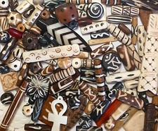 Buffalo Bone Beads & Pendants, 99 Pcs, Singles, 42 Spacers, 52 Larger, 5 Pendant