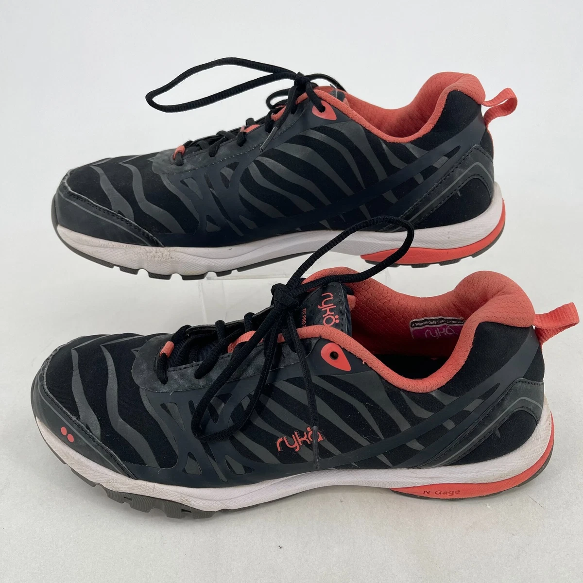 Ryka Fit Pro 2 N Gage WOMENS Black Salmon Lace Up Athletic Shoes