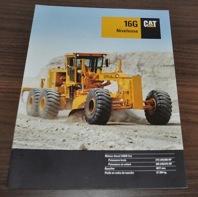 Caterpillar 16G Niveleuse Motor Grader Technical Data Cat Brochure Prospekt FR