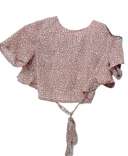 size 8 open back pink tie back IN THE STYLE crop top lightweight new