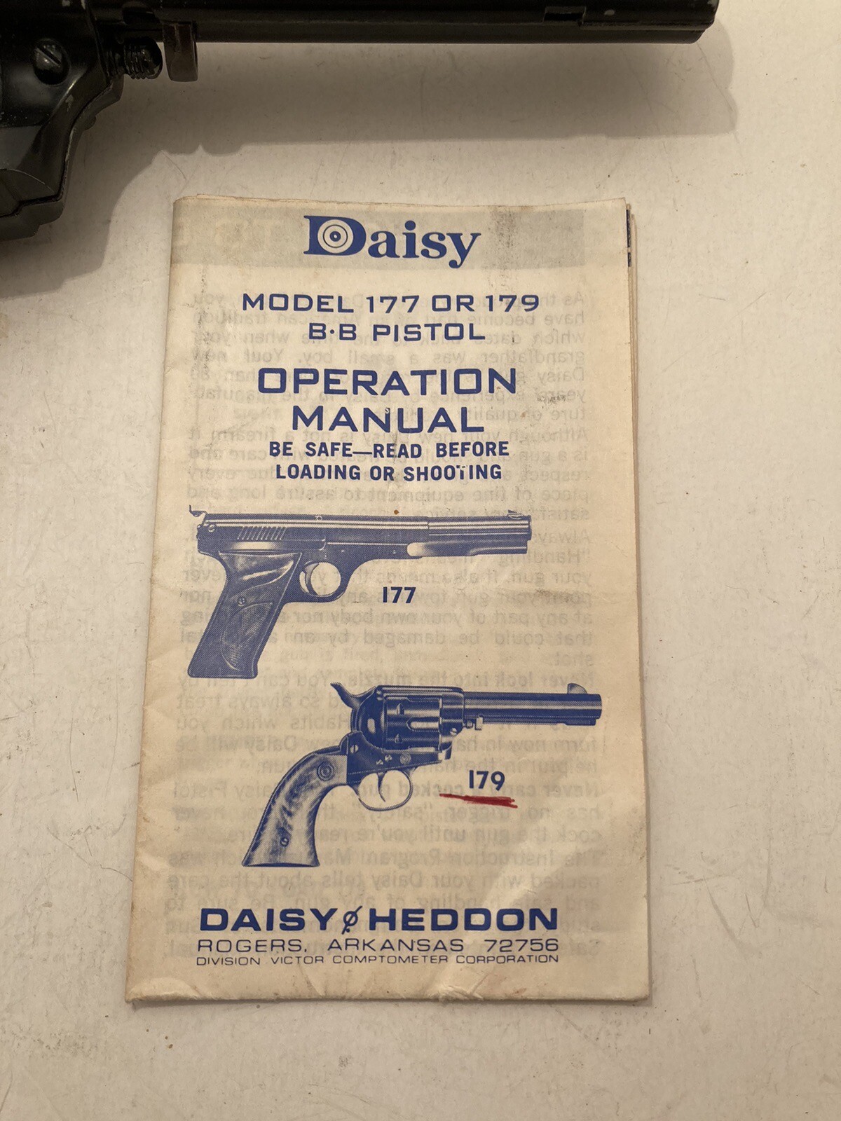 Vintage Daisy Model 179 Spittin' Image BB Gun Pistol 177 Cal. W