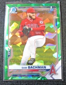 2021 Bowman Chrome Sapphire Draft Sam Bachman 196 1st #d 8/50 Green Refractor