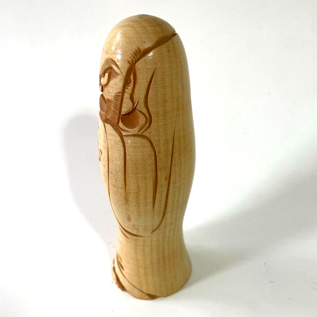 Vintage BODHIDHARMA Kokeshi Japanese Doll wood handcarved 5.25" inches