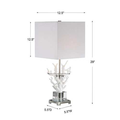 Uttermost Corallo Crystal Resin Iron and Fabric Table Lamp in White Coral - Picture 8 of 8