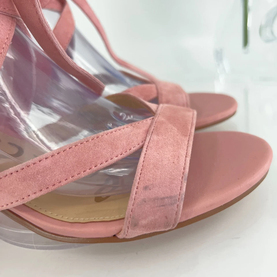 Sandalia Sheri Sam Edelman Para Mujer Gamuza Tirantes Tacones Rosa Talla 9 Gladiador Foto 3 de 4