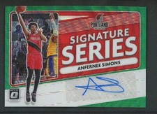 2020-21 ANFERNEE SIMONS AUTO PANINI DONRUSS OPTIC SIGNATURE SERIES WAVE GREEN