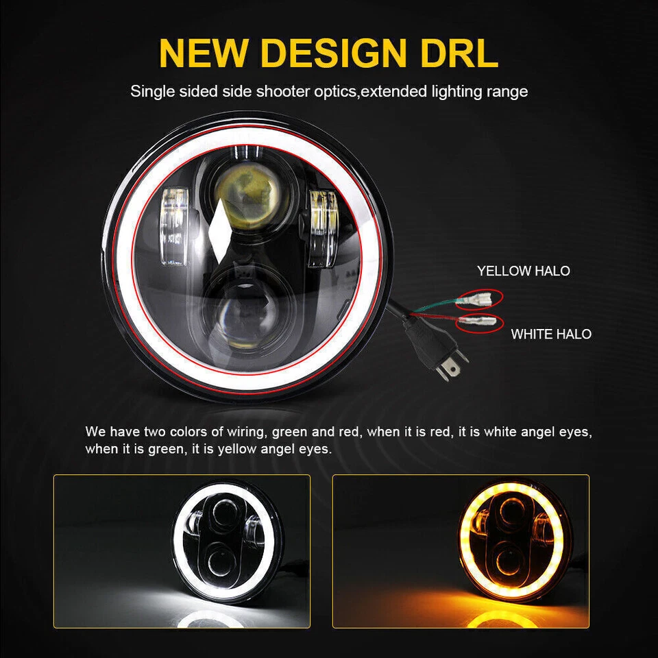 For Pontiac GTO Grand Prix 4pcs 5 3/4" 5.75 LED Headlights HI/LO Halo Ring DRL - Imagem 4 de 4