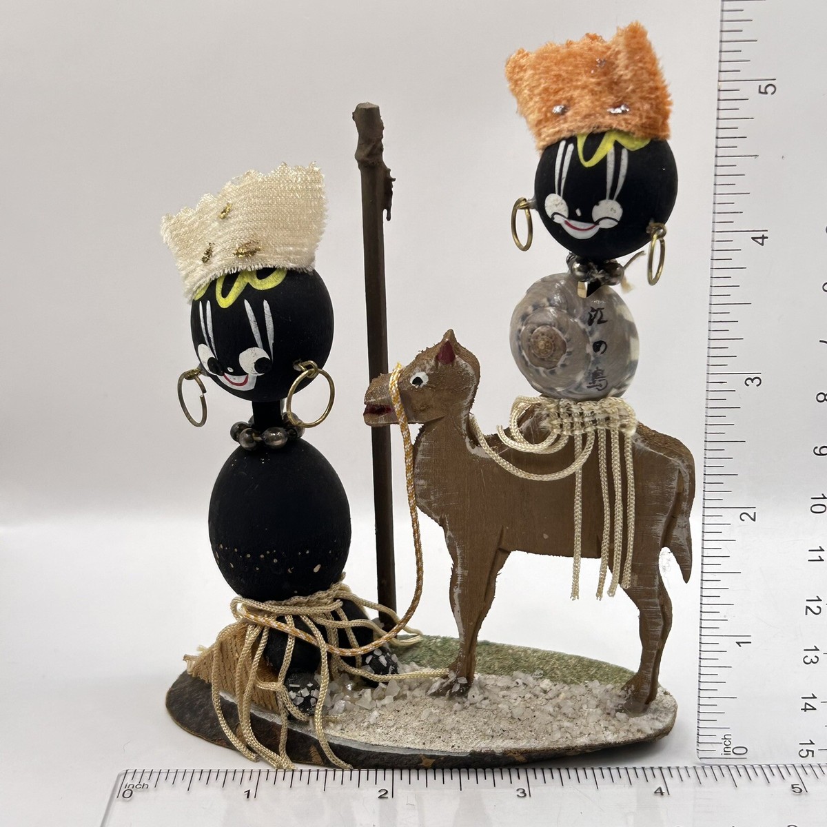 Kokeshi Doll Pair Camel Japanese Creative Vintage Wooden Hand