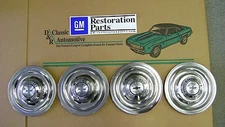 1966 1967 Rally Wheel Center Flat Caps 4pc Hub Cap Ornament GM LICENSED OE STYLE