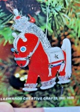 LeeWards CIRCUS PONY Flocked Sequin Bead Vintage Christmas Ornament Kit RARE 