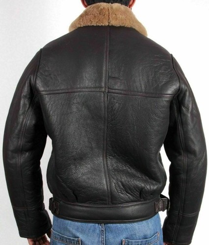 B4 RAF Aviator Men's Sheepskin Real Shearling Leather Flight Bomber Jacket - Picture 4 of 10