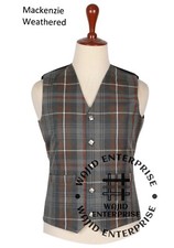 Scottish Mackenzie Weathered Tartan VEST 5 Buttons Formal Kilt WAISTCOAT for Men
