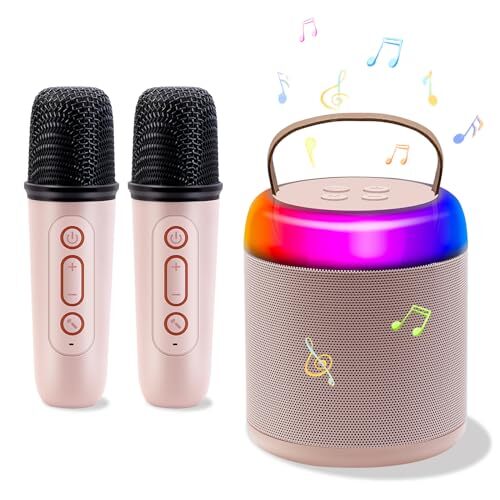 Newest Portable Karaoke Machine for Kids Adults,Portable Bluetooth Speaker Pink