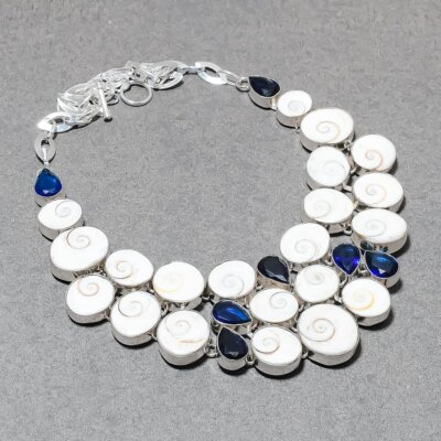 Shiva Auge Iolith Edelstein Handarbeit Mode Ethno Schmuck Halskette 18'' SR 6375