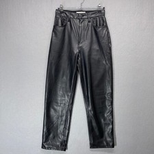 Abercrombie Fitch Pants Womens 2 Black Vegan Leather High Rise Ankle Straight