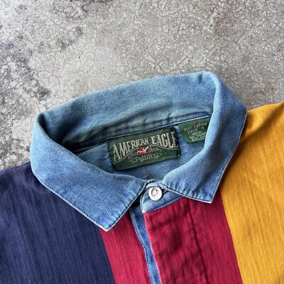 Vintage 90s American Eagle Colorblocked Stripe Longsleeve Rugby