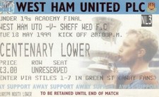 Ticket - West Ham United U19 v Sheffield Wednesday U19 18.05.99 Academy Final