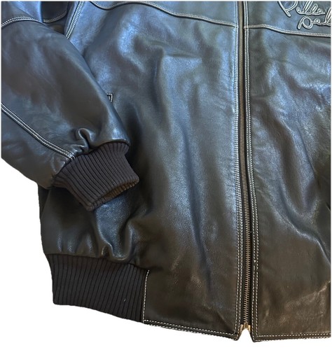 Pelle Pelle Leather Bomber Jacket Vintage Men’s Size 44 White Stitching - Picture 4 of 16
