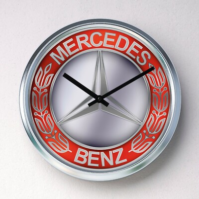 MERCEDES-BENZ Wanduhr Edelstahl lautlos Quarz Mancave Garage Auto Schuppen
