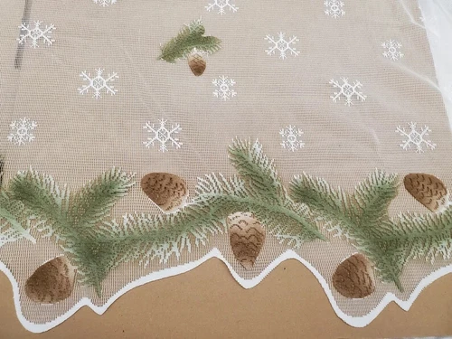 Rustic Pines Lace Pine Bough Hand Airbrushed Shower Curtain White 70 x 72