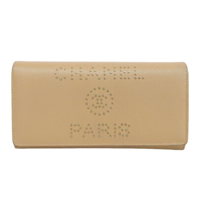 Chanel Deauville Round Zipper Long Wallet Caviar Skin Beige