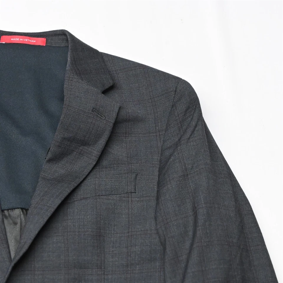 Kenneth Cole Awearness 40R Gray Plaid Wool Mens Blazer Suit Jacket Coat - Image 2 of 4