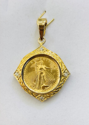 Corum Admirals Cup Diamond 14k Round Pendant 22K Yellow Gold Jewelry7.10GM7.10GM
