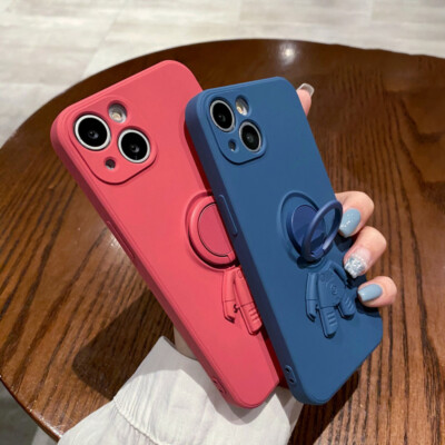 Hülle für iPhone 13 12 Pro Max 11 XR XS 8 7 SE Astronaut Ringhalter Silikonhülle