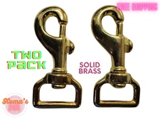 3" Solid Brass Swivel Snap Clip with 1" Strap Square Eye SWL 66 (2 Count)