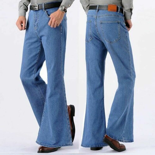 Men Bell Bottom Jeans Flared Denim 