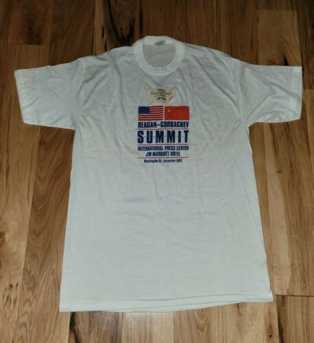 NEW Vtg. Ronald Reagan Mikhail Gorbachev 1987 Off. Summit Shirt JW Marriott XL - Picture 2 of 7