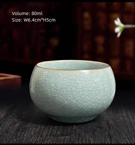 Tazza da tè porcellana smaltata crepitante tazza kungfu cinese celadon tazze ceramica - Foto 33 di 40