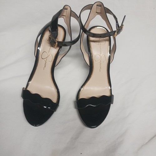 Jessica Simpson schwarze Lacklederriemen 4 Zoll Stiletto Heels Ballerinas 5,5 M - Bild 3 von 10