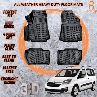 3D Molded Car Floor Mats Liners Fits Citroen Berlingo 2015-2018 All Weather Rugs