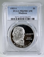 1993 S $1 Bill of Rights Silver Commemorative Dollar PCGS PR69DCAM