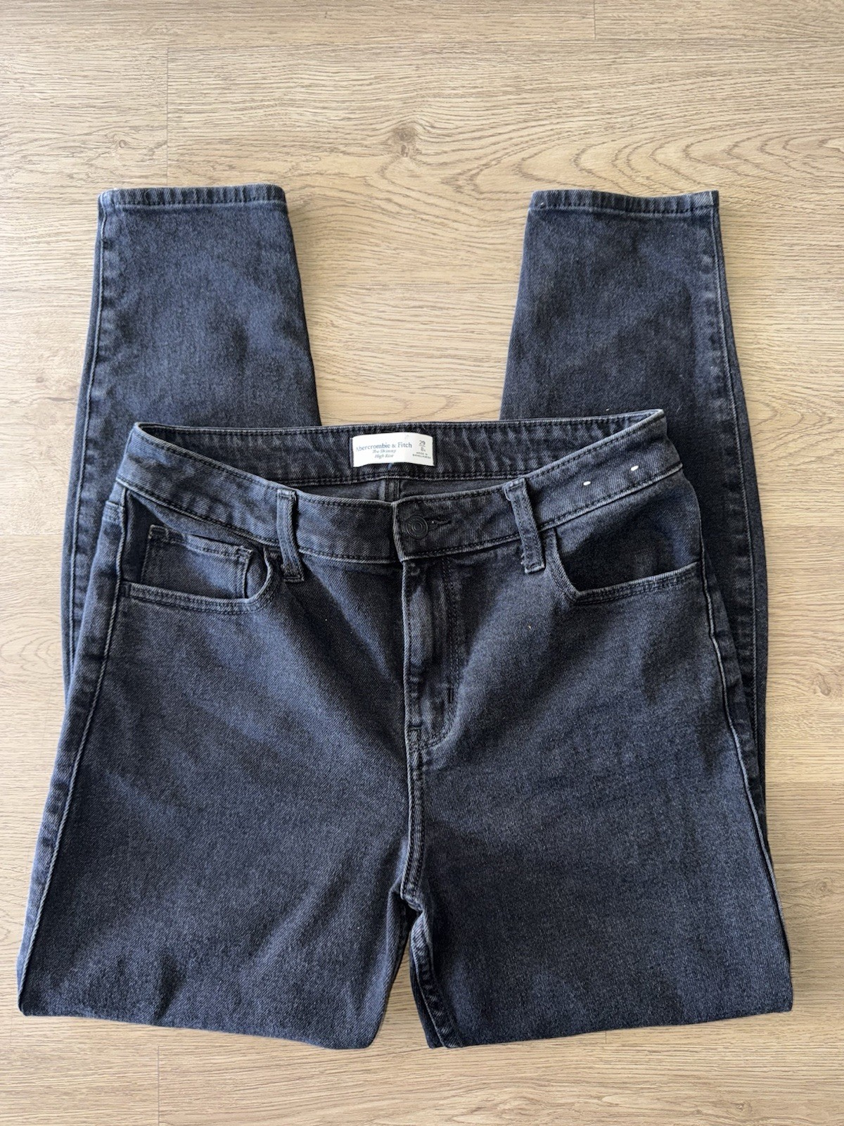 Abercrombie & Fitch The Skinny High Rise Denim Black Cotton Blend Jeans-Size 8