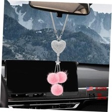Bling Car Accessories Interior for Women - Rear View Mirror Charm - Love Pink