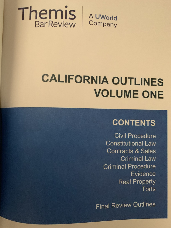 2025 2026 Themis CALIFORNIA OUTLINES SET of 2 Bar Exam Review Prep ...