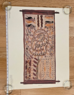Mary Serico The Snake Story Dreamtime Aboriginal Australian Bark Art Print Vintg