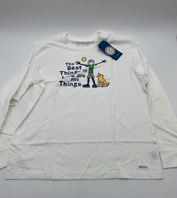 The Best Things Life is Good Crusher White Mens Shirt Long Sleeve Large Size