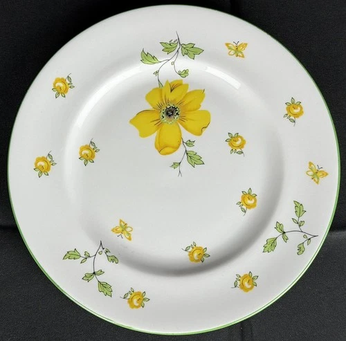 Royal Victoria Fine English Bone China Yellow Dogwoods 8 1/4" Plate Green Trim