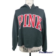 Victoria's Secret Pink Grey Cropped Hooded Sweatshirt Casual Size S