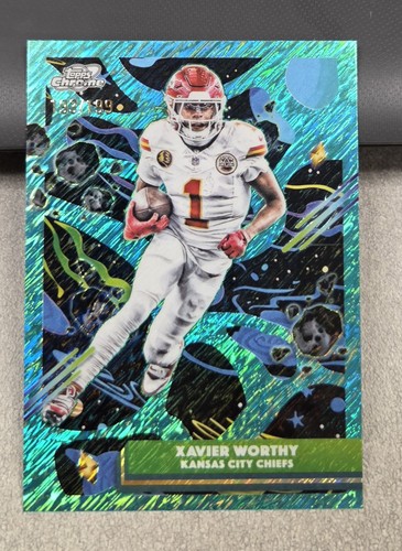 2025 Topps Cosmic Chrome - Xavier Worthy #48 Aqua Equinox Refractor /199