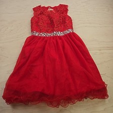  Queen Red Beaded Rhinestone Fit & Flare Short Dress Size Measurements In Pics