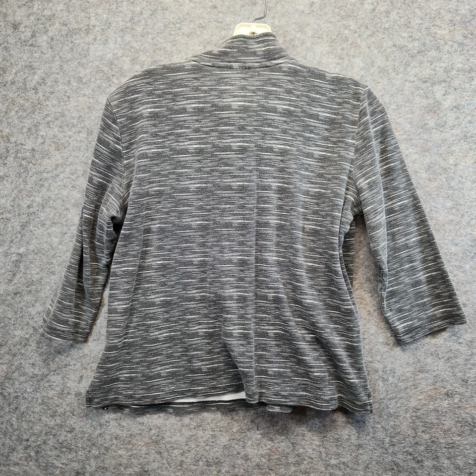 Top deportivo para mujer Karen Scott gris jaspeado cuello falso manga 3/4 talla pequeña M Foto 2 de 4