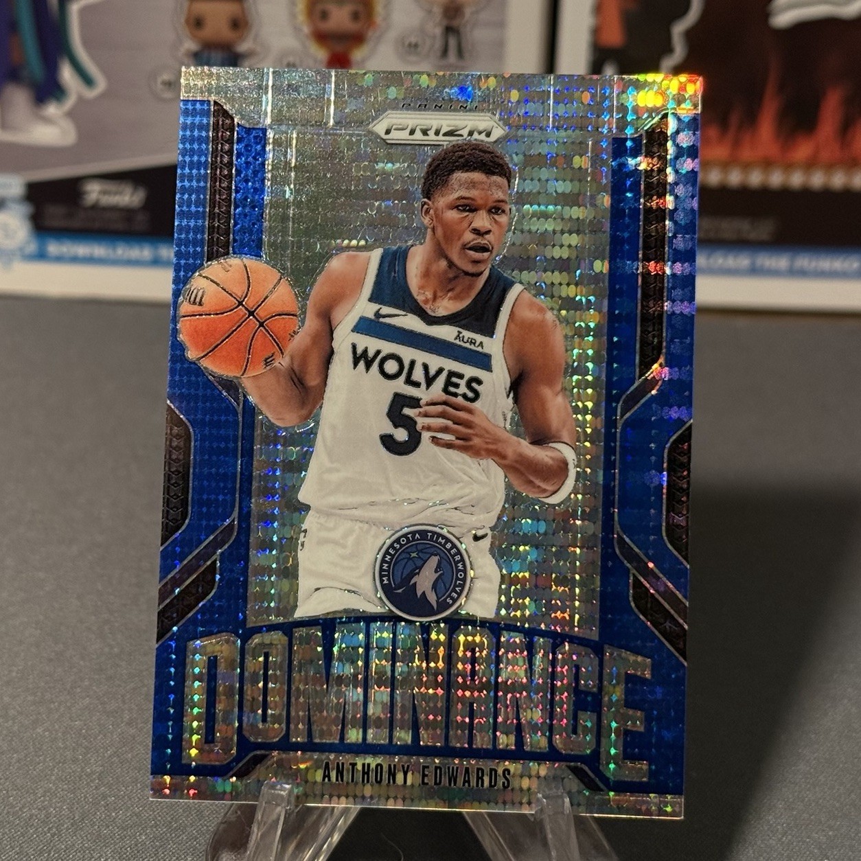 2024-25 Panini Prizm Anthony Edwards Dominance Blue Pulsar Prizms /99 #9